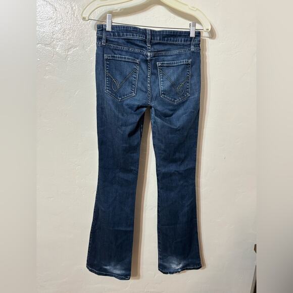 Bebe Made in USA Bootcut Flare Denim Jeans Y2K Dark Blue Size 26 - Picture 3 of 9